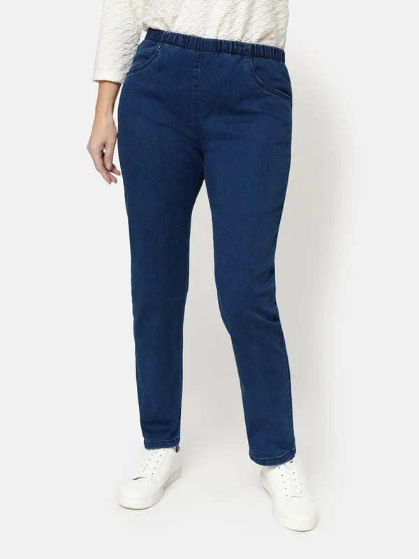 Brandtex - Sofie Jeans - Mørkeblå - Elastik i Taljen