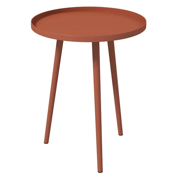 Havebord, vejrbestandigt havebord med hævet kant, altanbord af stål, rundt sofabord 20kg bæreevne, Ø40x50H cm, sofabord til udendørs indendørs altante