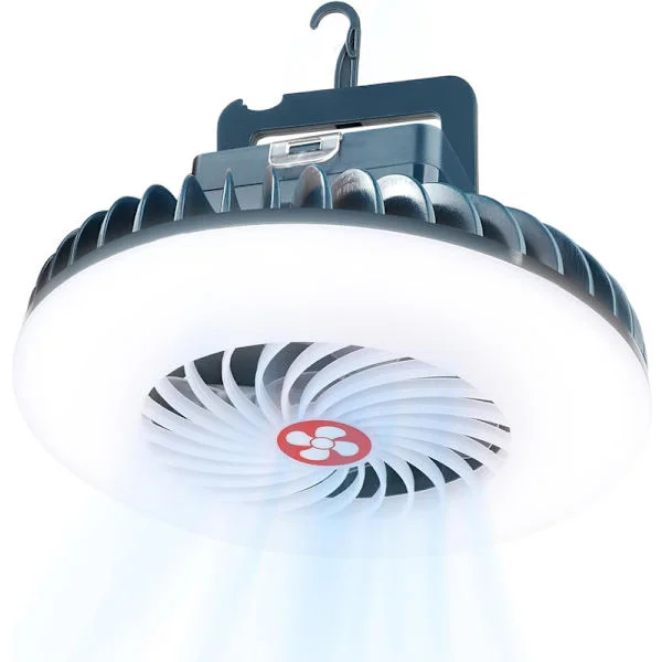 2-in-1 Camping Lamp with Fan, Portable LED Lamp and Table Fan for Camping, Outdoors and Home, Practical Light and Cooling Function for Daily Use