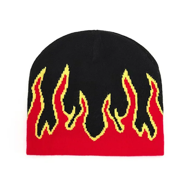 Tjock Varm Öronskydd Mössa Hatt Herr Vinter Flammetrykk Ridning Strikket Hatt Kostyme Tilbehør Rød Rød