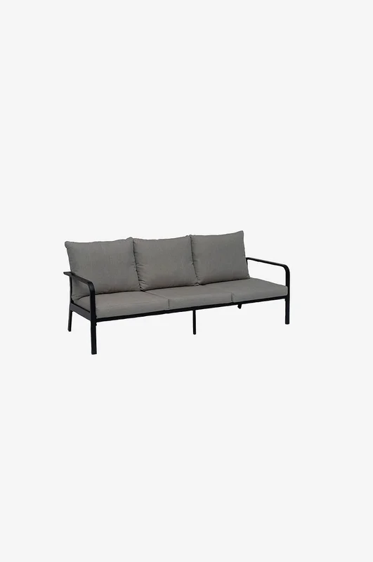 Hillerstorp - 3-seters sofa Hånger Svart ramme Puter grå-beige - Svart - Hagesofaer - Fra Homeroom
