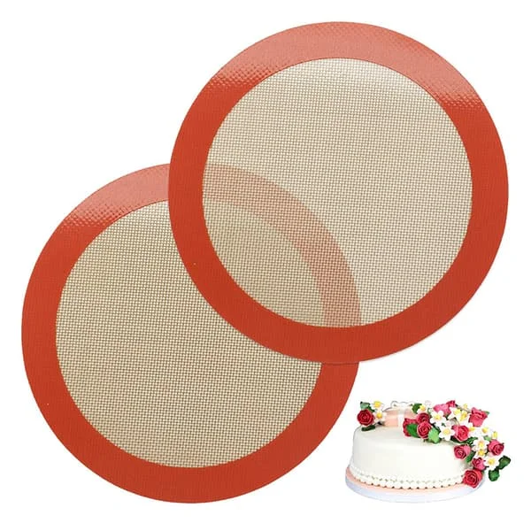 2 PCS Silicone Baking Mat Diameter 20 cm Round Non-Stick Baking Mat Reusable Oven Mat Silicone Baking Sheet for Cake Bread Macaron Pizza