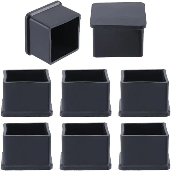 8 Pieces Black Square Chair Leg Protectors Chair Glides Chair Leg Caps - 35x35mm