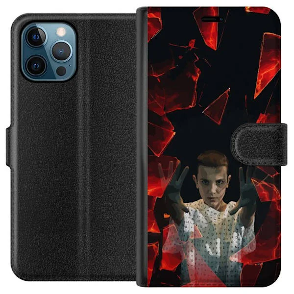 Kompatibelt Plånboksfodral till Apple iPhone 12 Pro Max Dramatiskt motiv med ung flicka och svävande röda kristaller i mystisk fantasyatmosfär