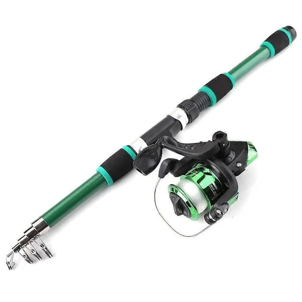Portable 1.8m Telescopic Fishing Rod 5.5:1 Gear Ratio Spinning Reel Set with Fishing Line Fishing Gear Rod Combo-