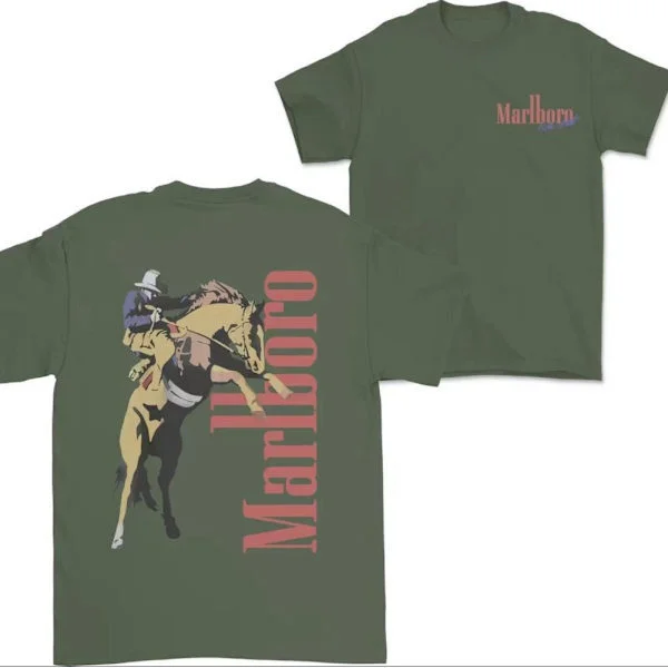 Marlboro Cowboy Wild West T-skjorte, Country Musikk T-skjorte, Cowboy Killer T-skjorte Mørkegrønn S