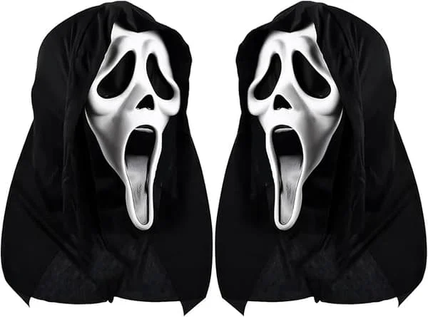 Halloween skräckmask, scream mask, ghostface, läskig film för barn och vuxna, lämplig för spökhus, temafester och rollspel