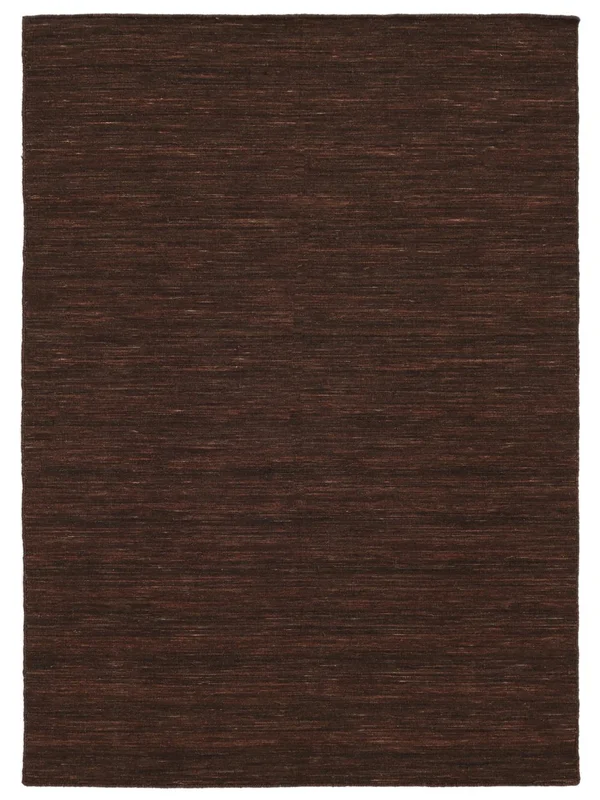 Villamatto Yksivärinen Handloom Flat Tummanruskea Suuri Matto