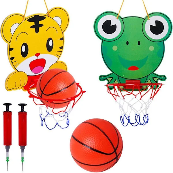 Indendørs Mini Basketball Kurv Sæt 2 Stykker Tegneserie Mini Basketball Kurv Gadget Legetøj Hjem Indendørs Sportsfest Bold Drenge Piger 1-6 År Gamle