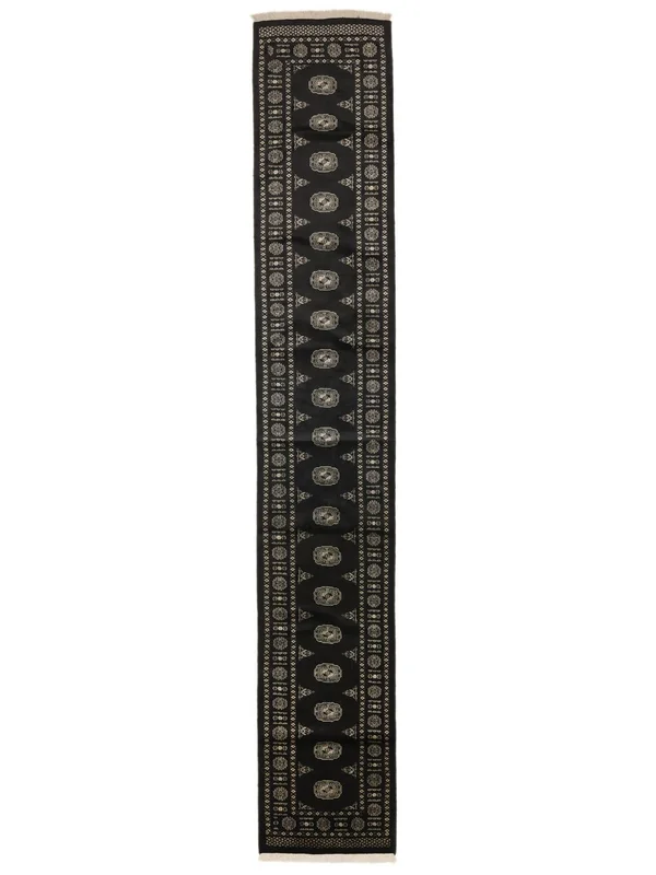 Pakistan Bokhara 2Ply Matot 77X457 Käytävämatto Musta Villa