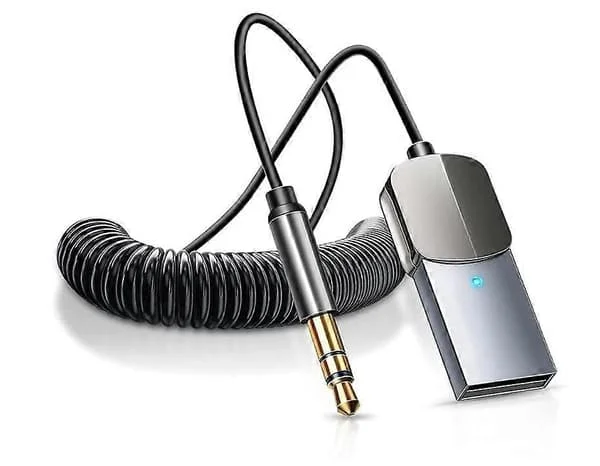 Bluetooth Aux-adapter, Bil Bluetooth v5.0 Trådlös Mottagare USB till 3.5mm Jack Adapter för Handsfree-samtal Plug & Play, Automatisk Påslagning (Svart