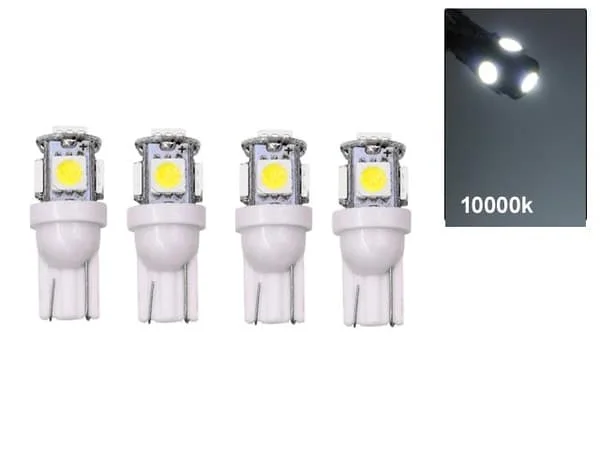 T10 W5W LED-lampa med 5x 5050SMD-chip 10000K Kompatibel med olika märken 10000k blåvit 4-pack
