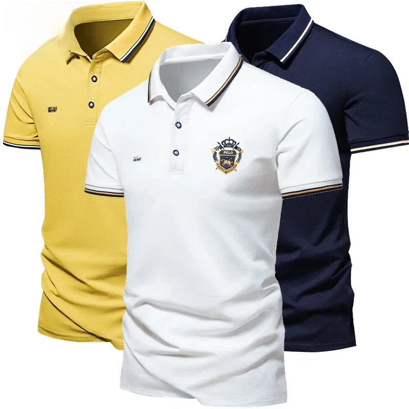 AliExpress - Neue Herren Bestickte Polo-Shirts Sommer Kurzarm Shirt Luxus Top Casual Revers T-shirt Atmungsaktive Leichte T Shirt Homme