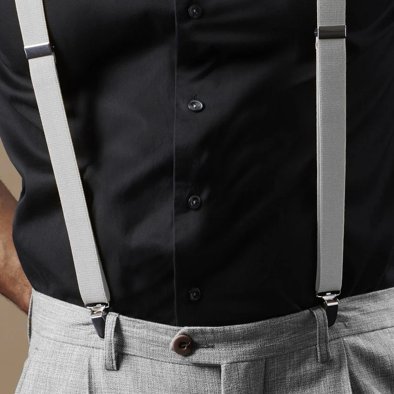 Light Grey Slim Clip-On Suspenders for Men - Clip-on braces & suspenders