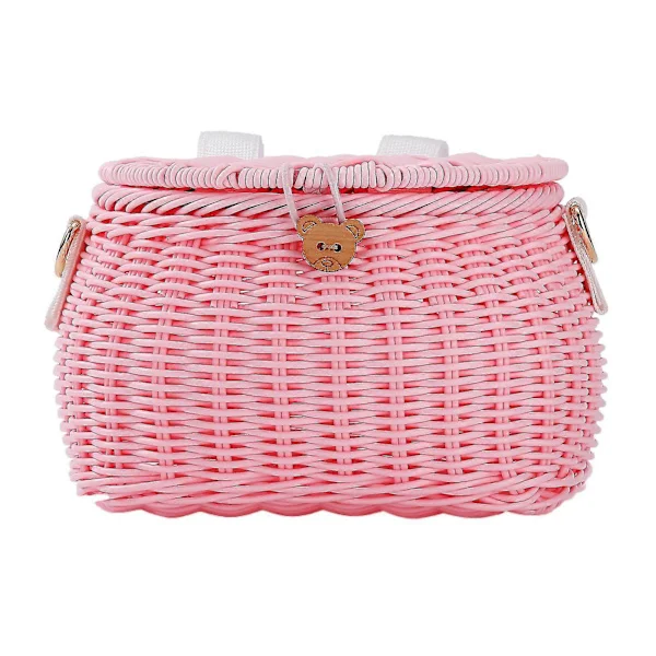 Hand-Woven Bicycle Basket Electric Scooter Storage Container Large Capacity Strong Load-Bearing Bicycle Handlebar Basket with Straps