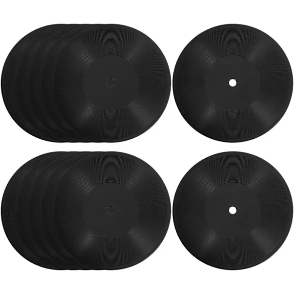 12 stk. mini vinylplater til dukkehus 1:12 skala små svarte plate-modeller mikro musikkromtilbehør miniatyrmøbler - 12 stk. svart