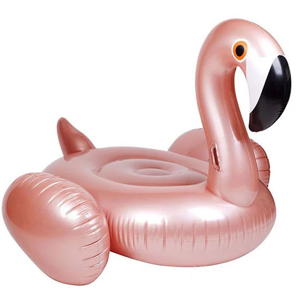 Ny PVC Förtjockad Flamingo Uppblåsbar Flytande Rad Poolfåtölj Badring Flytande Säng Vattensporter Rosa