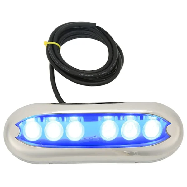 12V til 24V Båd Undervandslys 6 LED IP68 Vandtæt Stærk Forsegling til Skibe Yachter Motorbåde Blåt Lys 9.5W