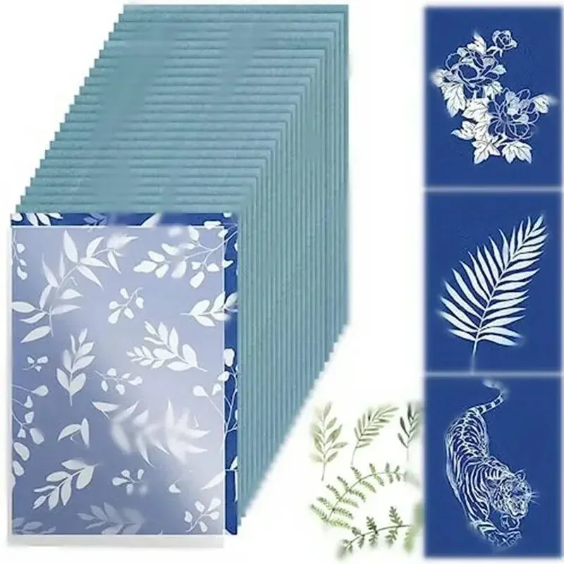 AliExpress - Papier Cyanotype pour Peinture Silhouette, Papier Imprimé Nature pour Classe, Bricolage Artisanal, Impression Soleil, Dessin Facile, 30 
