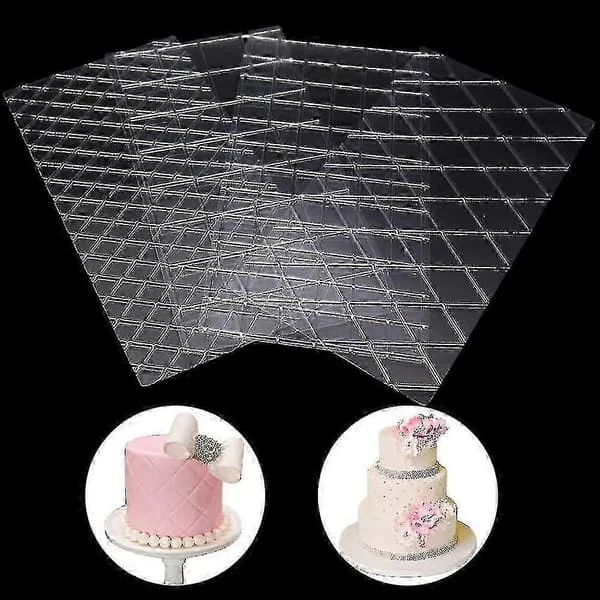 Transparent tårtfondantavtrycksmatta, tårtfondantbakningsdekorationsverktyg, fyrkantig diamantrutnät kantranka spetsstruktur präglad matta för 