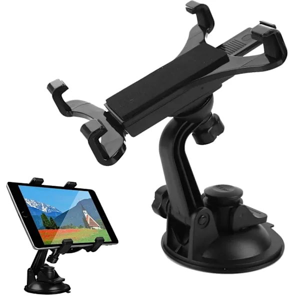 Tablettiteline autoon, pyörivä ja säädettävä iPad-teline, kojelauta- ja tuulilasin kiinnike