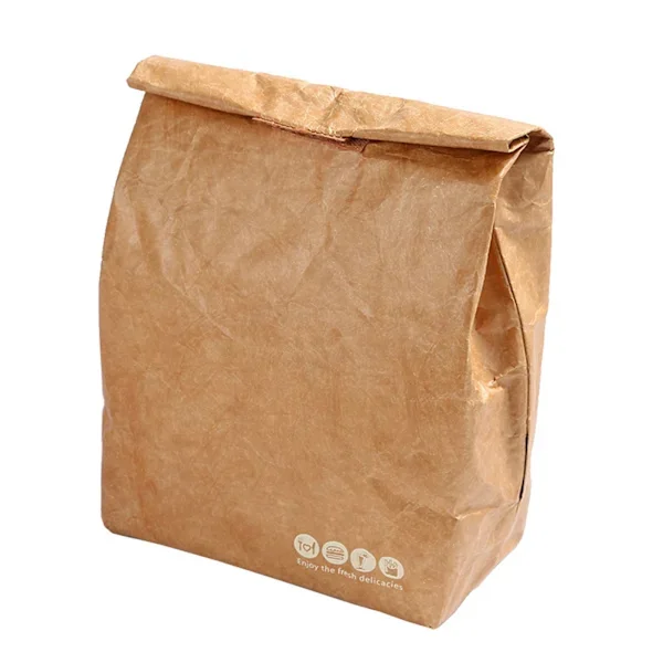 Kraftpapper Bento Väska Miljövänlig och Biologiskt Nedbrytbar Dupont Papper Aluminium Film Lunchlåda Väska Utomhus Picknick Isolering Bento Väska[CO]