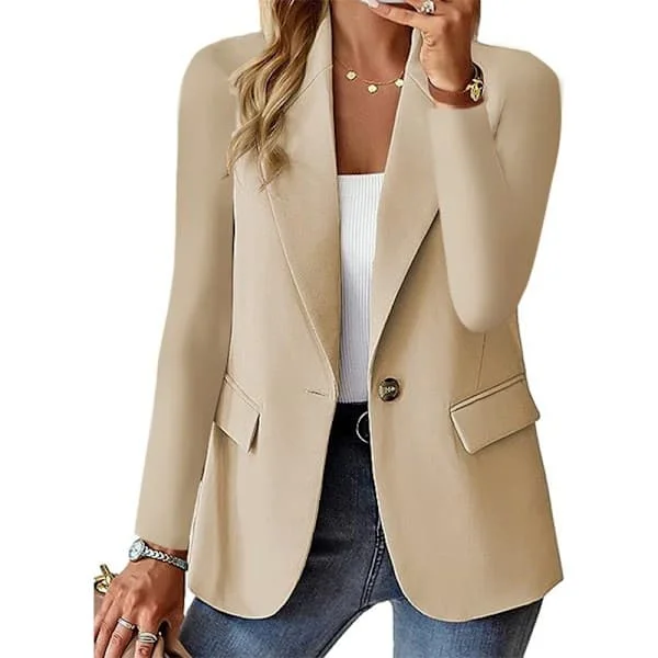 Dam Blazer Business Casual Blazrar Långärmad Knäppning Blazer Jacka BEIGE BEIGE 2XL BEIGE 2XL
