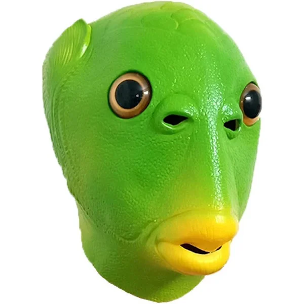 Grøn fisk med klap for øjet - velegnet til karneval, tivoli og Halloween