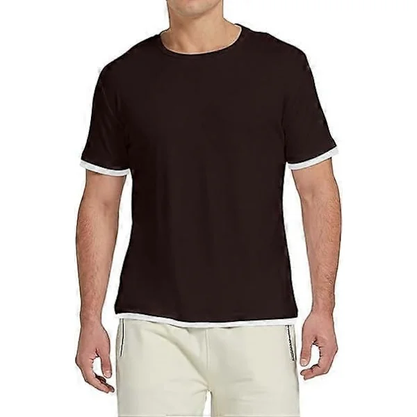 Herretøj Casual Kortærmet T-shirt, Rund Hals, Bomulds T-shirt Top med Kontrasterende Farver (størrelse M)