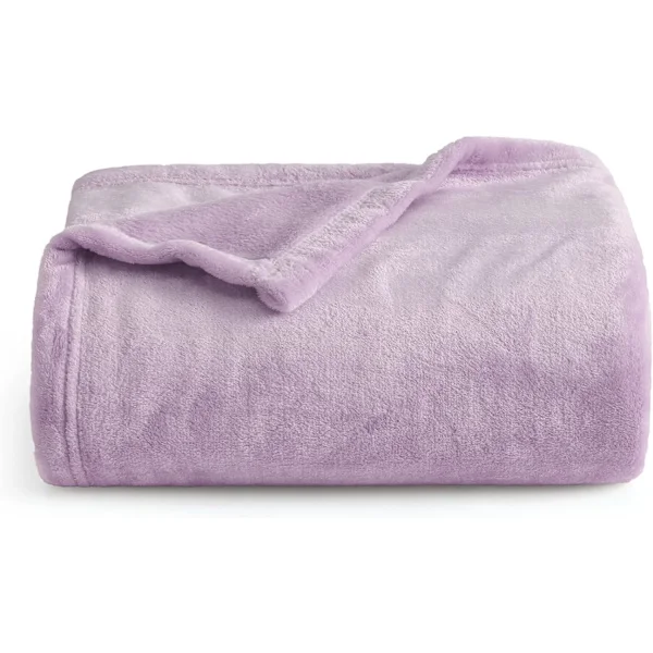 Flanellkorallfilt Soffa Överkast - Mångsidig Filt Fluffig Mjuk Överkast för Säng och Soffa Tvilling/Dubbel, Ljus Lila, 150x200cm
