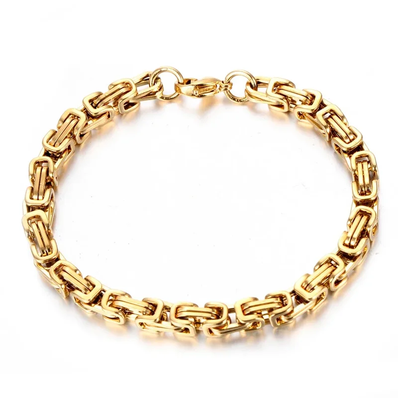 AliExpress - Neueste 316L Edelstahl Armband Männer Frauen Großhandel Armband 4mm Gold Farbe Männliche Hand Kette Link Armband Hip Hop schmuck