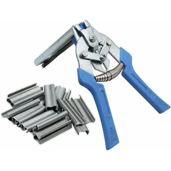 Hog Ring Tang med 600 M Clips Staples til Fuglebur Trådhegn Installation Blå Kompatibel med Craftsman
