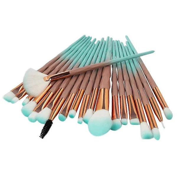 【DENGTU】Pakke med 20 kosmetiske øjenskyggesvampe Eyeliner Øjenbryn Læbe Næse Foundation Pudder Makeup Børstesæt (gradient grøn kaffe)