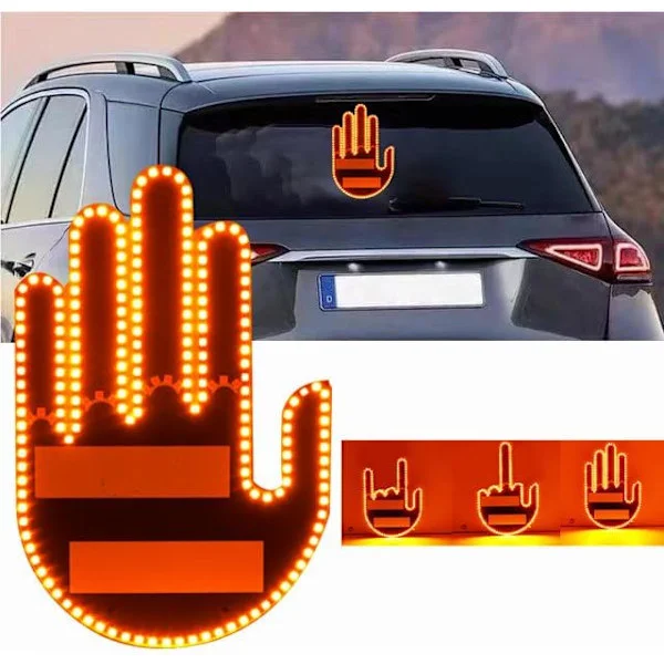 Funny Gesture Lamp - Funny LED Sign Light for Car Rear Window with Remote Control, Finger Car LED Light, Car Accessories, Hand Gesture Gadgets