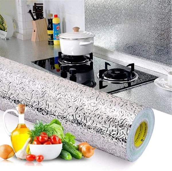 cm - Oljebeständig - kökstapet - Självhäftande - stänkskyddande - klistermärke - aluminiumfolie - vattenbeständig - värmebeständig