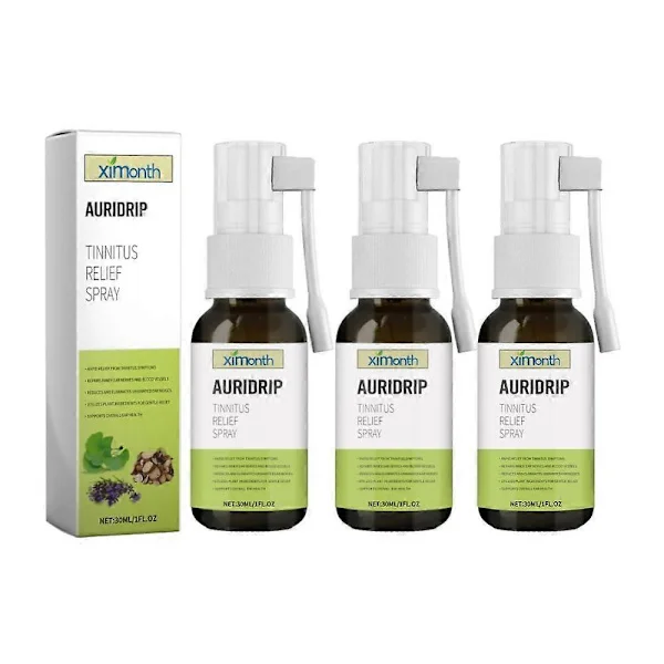 3 stk Tinnitus Lindring Spray, Øre Tinnitus Sprayer, Tinnitus Lindring for Ringende Ører, Øredråper for Tinnitus 30ml