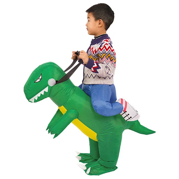 Halloween Oppblåsbar Dinosaur Kostyme Morsom Oppblåsbar Ride-On Dinosaur Kostyme for Kostymefest Passer for Barn og Voksne
