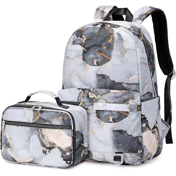 Girls School Backpack Backpack with Lunch Box Preschool Elementary School Bags Teen Backpack Bookbags Set Black