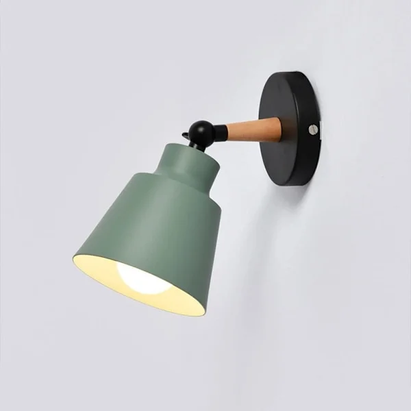 Vinkeljusterbar liten vägglampa i metall för sovrum sänggavel E27 vägglampa studierum badrumsbelysning vägg, glödlampa ingår ej, grön