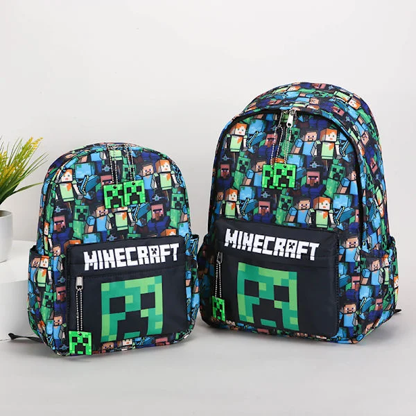 Suuri opiskelijareppu poikien reppu | Musta lasten reppu | Vihreä ryömivä zombiluukku (43cm * 31cm * 15cm)