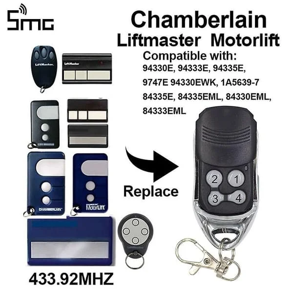 Chamberlain Liftmaster Garageavun Avaimen Kaukosäädin Motorlift 1a5639-7 D-66793 94335e 4335e 4330e 4333e 4332e Vaihto 433 Mhz(94335e jne)