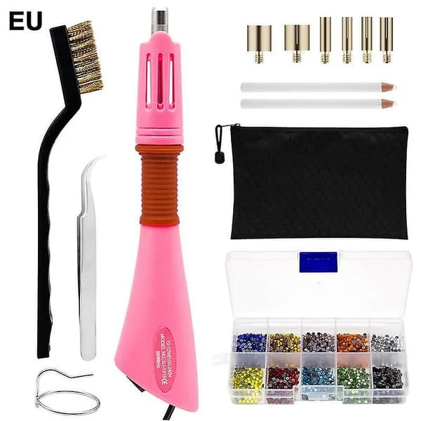 Rhinestone Hot-fix Applicator Full Set DIY Rhinestone Applicator Kit Crystal Glass Drill Pen for Wedding Dress Wand Heatfix Tool (FMY) Green