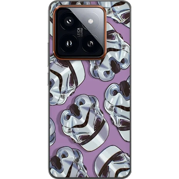 Yhteensopiva Puhelinkuori Xiaomi 14 Pro Kuvioitu sci-fi-motiivi, jossa on valkoiset futuristiset kypärät violetilla taustalla