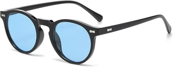 Retro Runde Polariserte Solbriller Herre Dame, Vintage Polariserte Solbriller Klassiske Trendy Shades Unisex UV-Beskyttelse