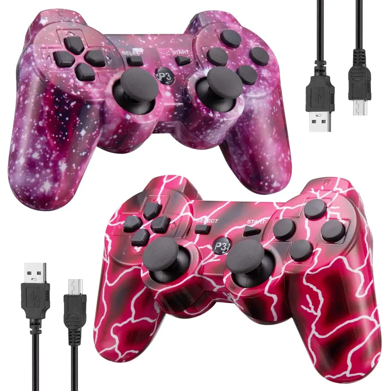 AliExpress - 2er-Pack kabelloser PS3-Controller Playstation 3-Controller, kabelloses Bluetooth-Gamepad mit USB-Ladekabel für die P3-Konsole