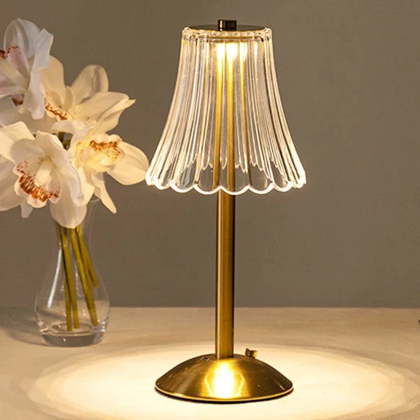 Sladdlösa bordslampor, guldladdningsbara lampor, USB-laddning 30 cm hög LED-bordslampa i mässing med inbyggd dimmer-FX-