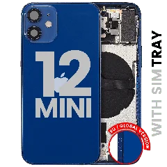 Baksida med smådelar för iPhone 12 Mini (EU / Global version) (Begagnad OEM-dragning: Klass B) (Blå)