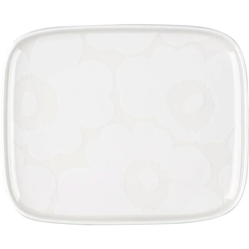 Marimekko Unikko rektangulært fat 15 x 12 cm, hvit/off-white' - 'White / off-white