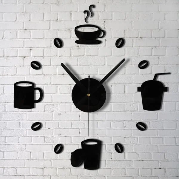 3D DIY Wall Clock Creative Wall Sticker Creative Coffee Cup Wall