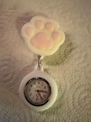 Nurse watch with cat paw design